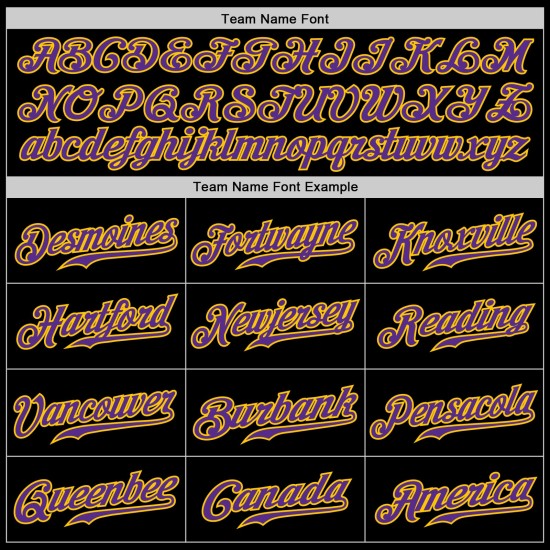 Maillot de baseball authentique à rayures noires, violettes et dorées Maillot de baseball authentique à rayures noires, violettes et dorées