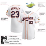Maillot de baseball blanc bleu marine-orange personnalisé authentique Maillot de baseball blanc bleu marine-orange personnalisé authentique