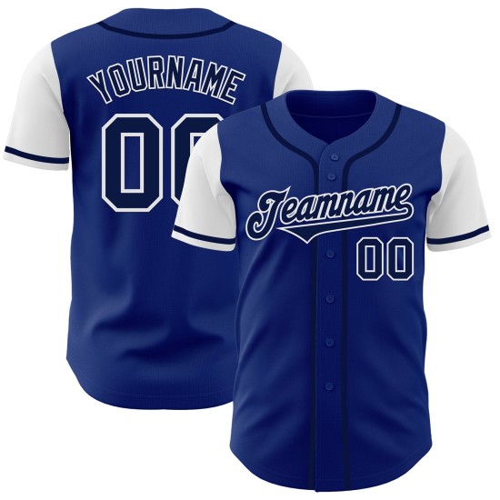 Maillot Royal Baseball bleu marine et blanc personnalisé, ton authentique Maillot Royal Baseball bleu marine et blanc personnalisé, ton authentique
