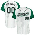 Manches Baseball Vert Vert Blanc Rayures Jersey Noir-Kelly Raglan Kelly Authentique Personnalisé Manches Baseball Vert Vert Blanc Rayures Jersey Noir-Kelly Raglan Kelly Authentique Personnalisé