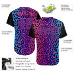 Maillot de baseball personnalisé avec motif léopard authentique violet-rose violet 3D Maillot de baseball personnalisé avec motif léopard authentique violet-rose violet 3D