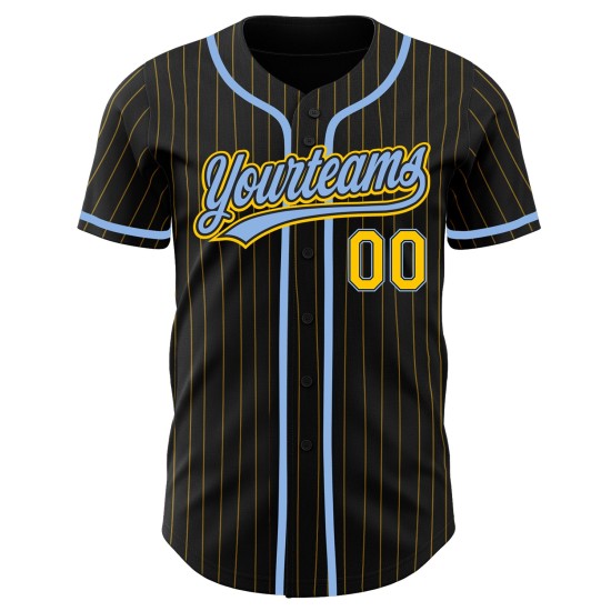 Maillot de baseball personnalisé à rayures jaune clair bleu noir Maillot de baseball personnalisé à rayures jaune clair bleu noir