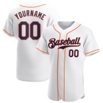 Maillot de baseball blanc bleu marine-orange personnalisé authentique Maillot de baseball blanc bleu marine-orange personnalisé authentique