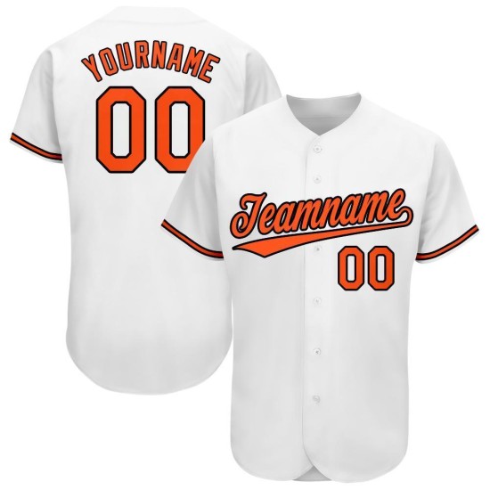 Maillot de baseball blanc personnalisé orange-noir Maillot de baseball blanc personnalisé orange-noir