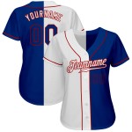 Maillot de baseball authentique blanc Fashion Split personnalisé Royal-Red Maillot de baseball authentique blanc Fashion Split personnalisé Royal-Red