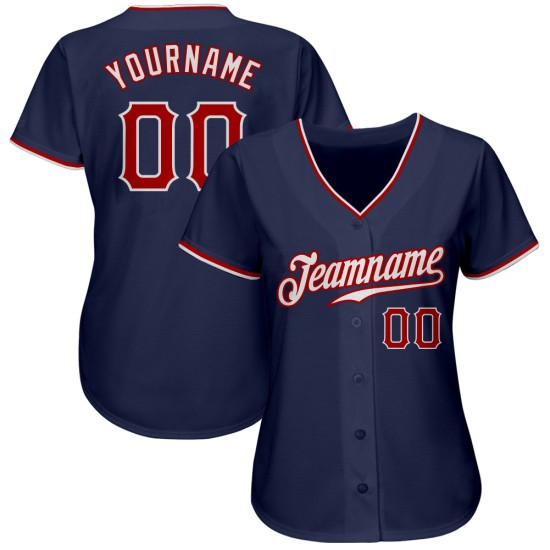 Maillot de baseball rouge-blanc bleu marine personnalisé authentique Maillot de baseball rouge-blanc bleu marine personnalisé authentique