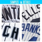 Maillot de baseball personnalisé bleu marine à rayures fines, bleu marine, or et blanc Maillot de baseball personnalisé bleu marine à rayures fines, bleu marine, or et blanc