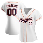 Maillot de baseball blanc bleu marine-orange personnalisé authentique Maillot de baseball blanc bleu marine-orange personnalisé authentique