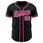 Maillot de baseball noir authentique personnalisé rose et blanc Maillot de baseball noir authentique personnalisé rose et blanc