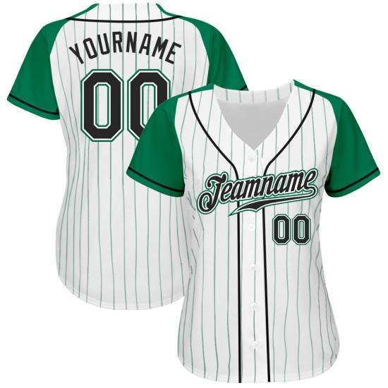 Manches Baseball Vert Vert Blanc Rayures Jersey Noir-Kelly Raglan Kelly Authentique Personnalisé Manches Baseball Vert Vert Blanc Rayures Jersey Noir-Kelly Raglan Kelly Authentique Personnalisé