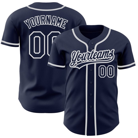 Maillot de baseball personnalisé authentique bleu marine-gris Maillot de baseball personnalisé authentique bleu marine-gris