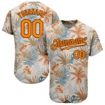 Maillot de baseball personnalisé avec motif palmier orange-marron 3D Hawaii Bay Cream Maillot de baseball personnalisé avec motif palmier orange-marron 3D Hawaii Bay Cream