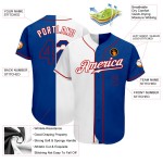 Maillot de baseball authentique blanc Fashion Split personnalisé Royal-Red Maillot de baseball authentique blanc Fashion Split personnalisé Royal-Red