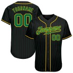 Maillot de baseball authentique à rayures fines vert-or vert Kelly personnalisé noir Kelly Maillot de baseball authentique à rayures fines vert-or vert Kelly personnalisé noir Kelly