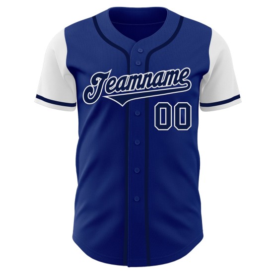 Maillot Royal Baseball bleu marine et blanc personnalisé, ton authentique Maillot Royal Baseball bleu marine et blanc personnalisé, ton authentique