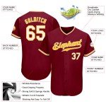Maillot de baseball personnalisé authentique blanc-or cramoisi Maillot de baseball personnalisé authentique blanc-or cramoisi