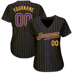 Maillot de baseball authentique à rayures noires, violettes et dorées Maillot de baseball authentique à rayures noires, violettes et dorées
