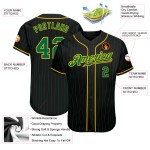 Maillot de baseball authentique à rayures fines vert-or vert Kelly personnalisé noir Kelly Maillot de baseball authentique à rayures fines vert-or vert Kelly personnalisé noir Kelly