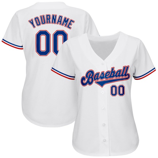 Maillot de baseball personnalisé authentique blanc royal-rouge Maillot de baseball personnalisé authentique blanc royal-rouge