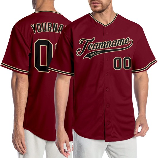 Maillot de baseball authentique Black-City Crimson Custom Cream Maillot de baseball authentique Black-City Crimson Custom Cream