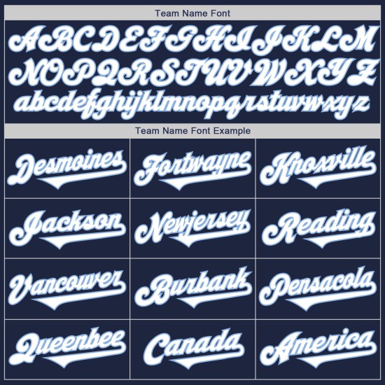 Maillot de baseball bleu marine authentique, personnalisé, ton bleu, blanc et deux tons clairs Maillot de baseball bleu marine authentique, personnalisé, ton bleu, blanc et deux tons clairs