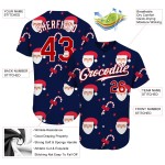 Maillot de baseball 3D rouge-blanc authentique bleu marine personnalisé Noël Maillot de baseball 3D rouge-blanc authentique bleu marine personnalisé Noël