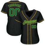 Maillot de baseball authentique à rayures fines vert-or vert Kelly personnalisé noir Kelly Maillot de baseball authentique à rayures fines vert-or vert Kelly personnalisé noir Kelly
