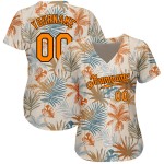 Maillot de baseball personnalisé avec motif palmier orange-marron 3D Hawaii Bay Cream Maillot de baseball personnalisé avec motif palmier orange-marron 3D Hawaii Bay Cream