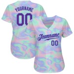 Maillot de baseball personnalisé Vaporwave abstrait, motif holographique 3D tendance, style authentique Maillot de baseball personnalisé Vaporwave abstrait, motif holographique 3D tendance, style authentique