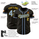 Maillot de baseball personnalisé à rayures jaune clair bleu noir Maillot de baseball personnalisé à rayures jaune clair bleu noir