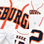Maillot de baseball blanc bleu marine-orange personnalisé authentique Maillot de baseball blanc bleu marine-orange personnalisé authentique