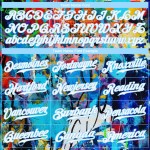 Maillot de baseball bleu authentique avec graffiti abstrait 3D blanc et lumière blanche Maillot de baseball bleu authentique avec graffiti abstrait 3D blanc et lumière blanche