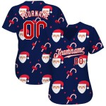 Maillot de baseball 3D rouge-blanc authentique bleu marine personnalisé Noël Maillot de baseball 3D rouge-blanc authentique bleu marine personnalisé Noël