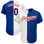 Maillot de baseball authentique blanc Fashion Split personnalisé Royal-Red Maillot de baseball authentique blanc Fashion Split personnalisé Royal-Red