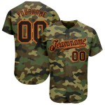 Maillot de baseball authentique « Hommage au service » personnalisé camouflage noir-orange Maillot de baseball authentique « Hommage au service » personnalisé camouflage noir-orange