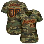 Maillot de baseball authentique « Hommage au service » personnalisé camouflage noir-orange Maillot de baseball authentique « Hommage au service » personnalisé camouflage noir-orange