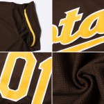 Maillot de baseball authentique marron personnalisé or-blanc Maillot de baseball authentique marron personnalisé or-blanc