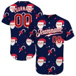 Maillot de baseball 3D rouge-blanc authentique bleu marine personnalisé Noël Maillot de baseball 3D rouge-blanc authentique bleu marine personnalisé Noël