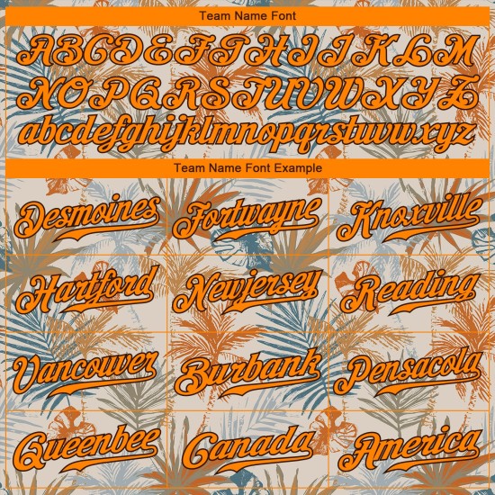 Maillot de baseball personnalisé avec motif palmier orange-marron 3D Hawaii Bay Cream Maillot de baseball personnalisé avec motif palmier orange-marron 3D Hawaii Bay Cream