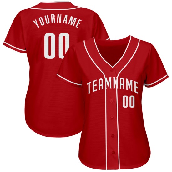 Maillot de baseball blanc authentique personnalisé rouge Maillot de baseball blanc authentique personnalisé rouge
