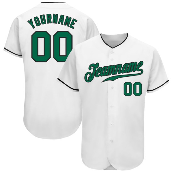 Maillot de baseball personnalisé Kelly Green-Noir Blanc Authentique Maillot de baseball personnalisé Kelly Green-Noir Blanc Authentique