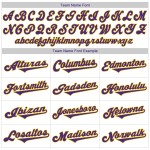 Maillot de baseball personnalisé violet et doré authentique à rayures fines, jersey blanc violet côtelé Maillot de baseball personnalisé violet et doré authentique à rayures fines, jersey blanc violet côtelé