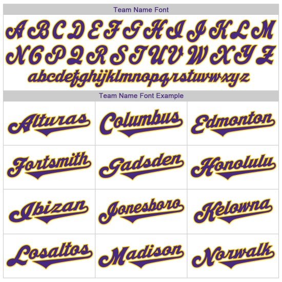 Maillot de baseball personnalisé violet et doré authentique à rayures fines, jersey blanc violet côtelé Maillot de baseball personnalisé violet et doré authentique à rayures fines, jersey blanc violet côtelé