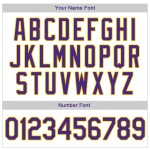 Maillot de baseball personnalisé violet et doré authentique à rayures fines, jersey blanc violet côtelé Maillot de baseball personnalisé violet et doré authentique à rayures fines, jersey blanc violet côtelé