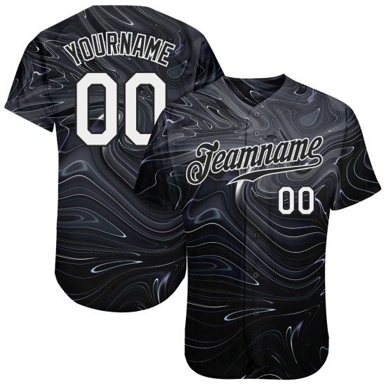 Maillot fluide à motif 3D authentique, motif abstrait marbré, design de baseball, art liquide Maillot fluide à motif 3D authentique, motif abstrait marbré, design de baseball, art liquide