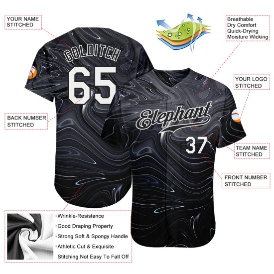 Maillot fluide à motif 3D authentique, motif abstrait marbré, design de baseball, art liquide Maillot fluide à motif 3D authentique, motif abstrait marbré, design de baseball, art liquide