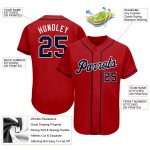 Maillot de baseball rouge personnalisé authentique bleu marine-blanc Maillot de baseball rouge personnalisé authentique bleu marine-blanc