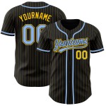 Maillot de baseball personnalisé à rayures jaune clair bleu noir Maillot de baseball personnalisé à rayures jaune clair bleu noir