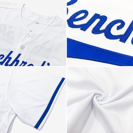 Maillot de baseball personnalisé authentique blanc royal-rouge Maillot de baseball personnalisé authentique blanc royal-rouge
