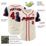 Maillot de baseball personnalisé crème authentique rouge-bleu marine deux Maillot de baseball personnalisé crème authentique rouge-bleu marine deux